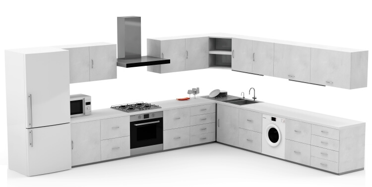 Simulated kitchen cabinet layout for possible remodel - Quillen Construction Group