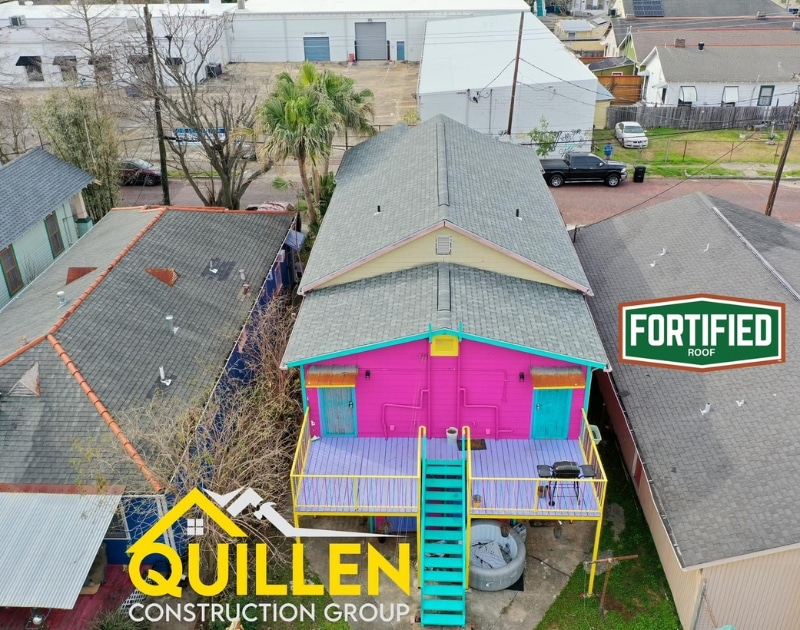 Showcase of a newly completed FORTIFIED Roof in New Orleans by Quillen Construction Group. The vibrant and durable roofing solution not only enhances the aesthetic appeal of this iconic property but also offers unmatched protection against severe weather. This FORTIFIED Roof, built to IBHS standards, demonstrates Quillen Construction Group's expertise in delivering resilience and reliability to Louisiana homeowners.