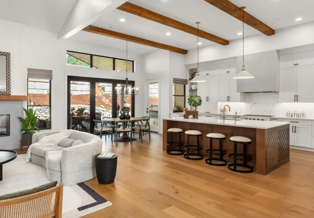 An image of a remodeled home's living room in New Orleans