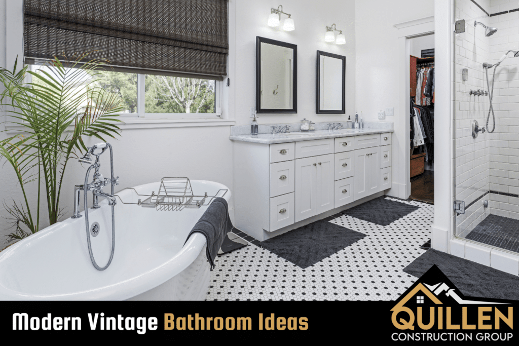 A bathroom incorporating both modern and vintage elements in its design