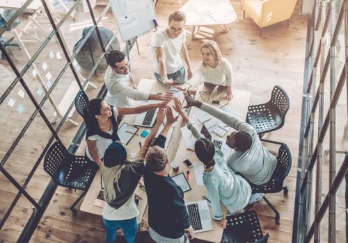 people working at new office