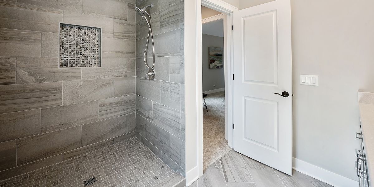 open-concept shower