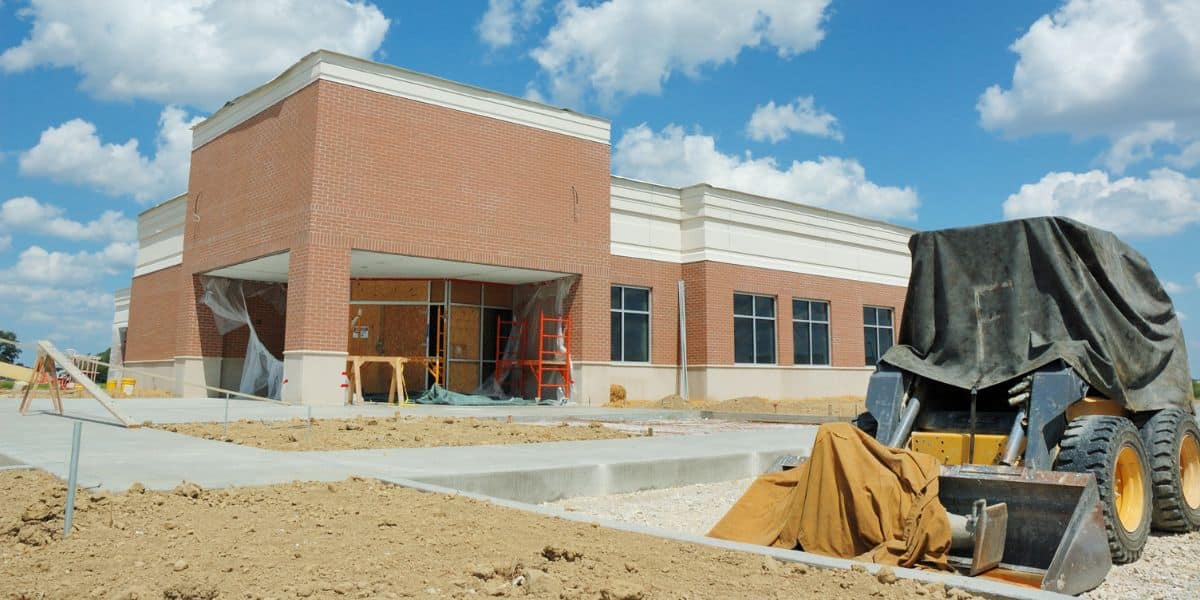 almost complete commercial construction project