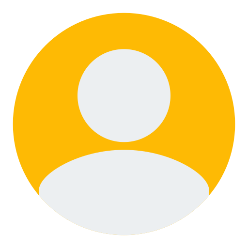 A generic user profile icon featuring a yellow circle with a white circle in the center representing a head and a white semicircle below it representing shoulders.